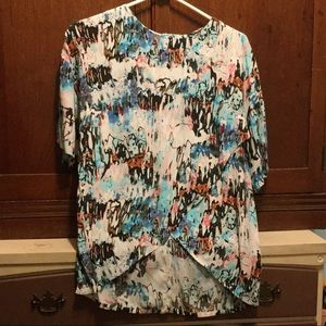 NWT French Connection Isla Ripple 3/4 Sleeve Tunic Blouse Top Daydream Vintage